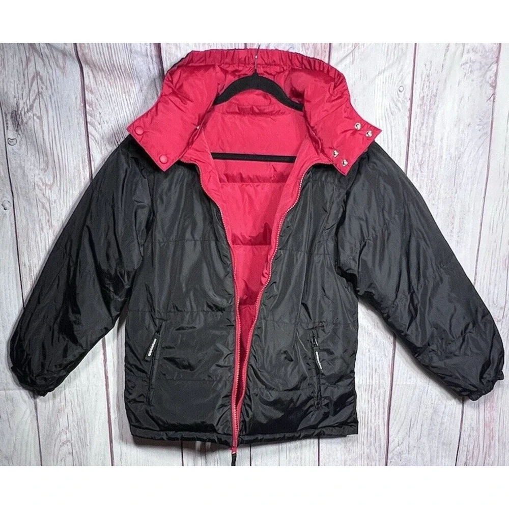 Companykids Reversible Down Filled Jacket Coat Red Black Size 14-16 Large